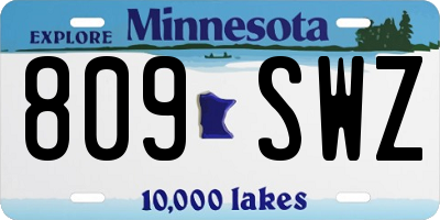 MN license plate 809SWZ