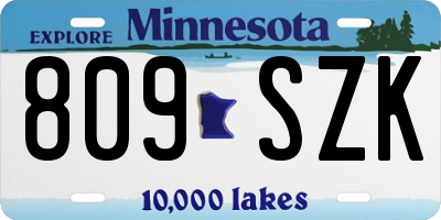 MN license plate 809SZK
