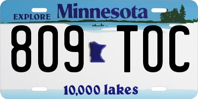 MN license plate 809TOC
