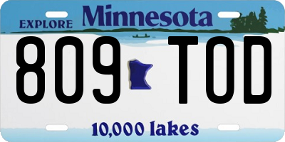 MN license plate 809TOD