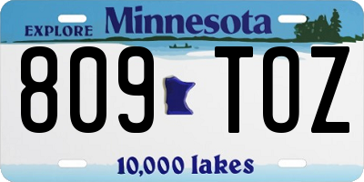 MN license plate 809TOZ