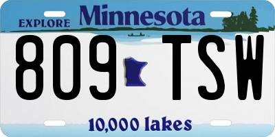 MN license plate 809TSW