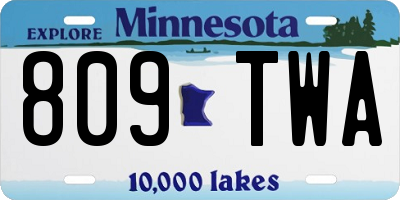 MN license plate 809TWA