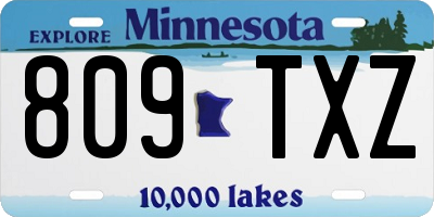 MN license plate 809TXZ