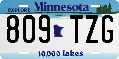 MN license plate 809TZG