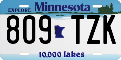 MN license plate 809TZK