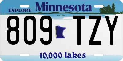 MN license plate 809TZY