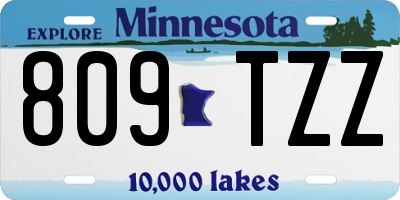 MN license plate 809TZZ