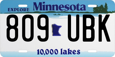 MN license plate 809UBK