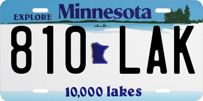 MN license plate 810LAK