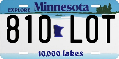 MN license plate 810LOT