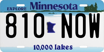 MN license plate 810NOW