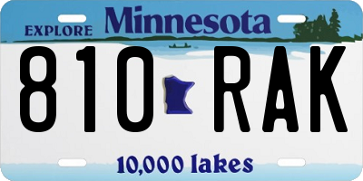 MN license plate 810RAK