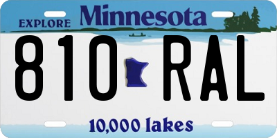 MN license plate 810RAL