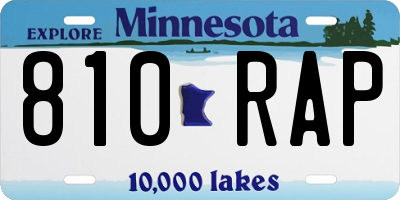 MN license plate 810RAP
