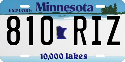 MN license plate 810RIZ