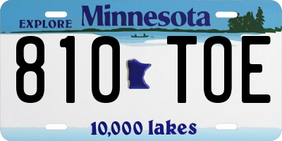 MN license plate 810TOE