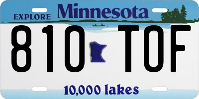 MN license plate 810TOF