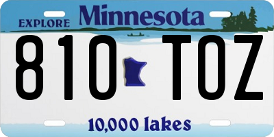 MN license plate 810TOZ