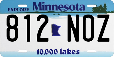 MN license plate 812NOZ