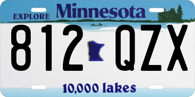 MN license plate 812QZX