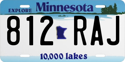 MN license plate 812RAJ