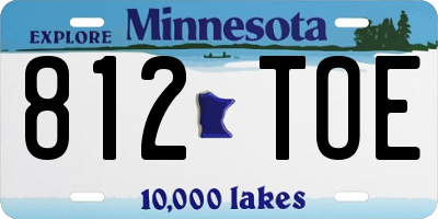 MN license plate 812TOE