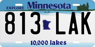 MN license plate 813LAK