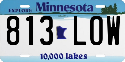 MN license plate 813LOW