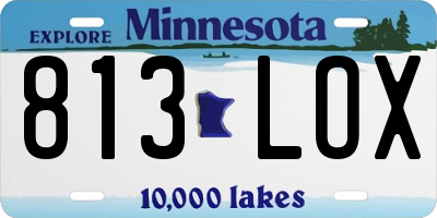 MN license plate 813LOX