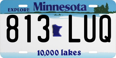 MN license plate 813LUQ