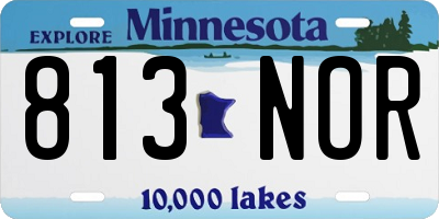 MN license plate 813NOR