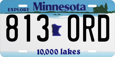 MN license plate 813ORD