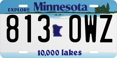 MN license plate 813OWZ