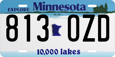 MN license plate 813OZD