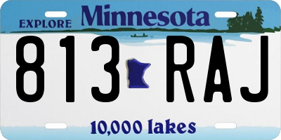 MN license plate 813RAJ