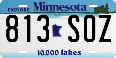MN license plate 813SOZ