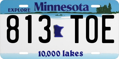 MN license plate 813TOE