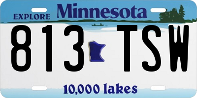 MN license plate 813TSW