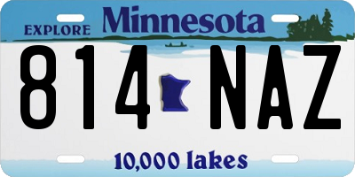MN license plate 814NAZ