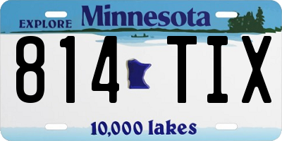 MN license plate 814TIX