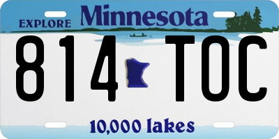 MN license plate 814TOC