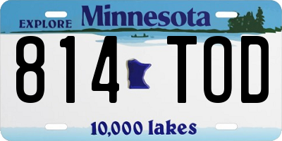 MN license plate 814TOD