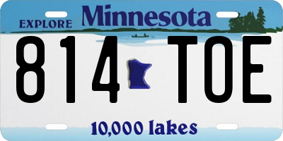 MN license plate 814TOE
