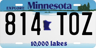 MN license plate 814TOZ