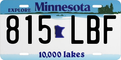MN license plate 815LBF