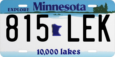 MN license plate 815LEK