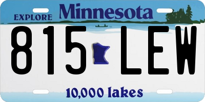 MN license plate 815LEW