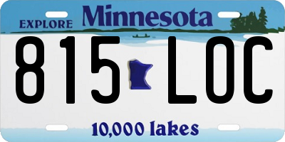 MN license plate 815LOC