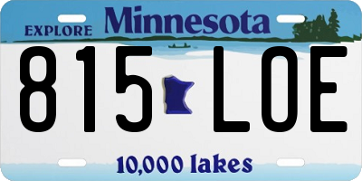 MN license plate 815LOE